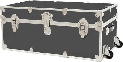 Miniatura 10 de Rhino Trunk & Case Maletero grande con ruedas extraíbles y bandeja de madera dura, camarero de campamento de verano, baúl universitario, baúl