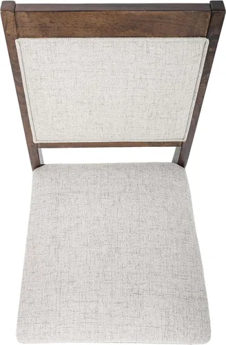 Miniatura 116 de Homepop Silla de comedor con detalles festoneados, sillas de comedor Parsons tapizadas, muebles decorativos para el hogar, tejido gris claro