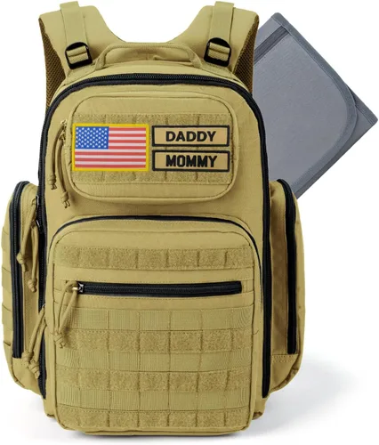 Miniatura 13 de MIRACOL Bolsa de pañales militar al aire libre: mochila de bebé de estilo táctico con bolsillos aislados y cambiador - Esenciales de senderismo
