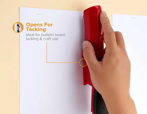 Miniatura 5 de Bostitch Office - Engrapadora resistente de 40 hojas con 1250 grapas y removedor de grapas, sin atascos, grapadora de escritorio, para pizarras Rojo