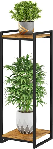 Miniatura 8 de Soporte para plantas de 2 niveles para interiores, estante moderno de 34 pulgadas de alto, organizador de macetas de esquina para sala de estar