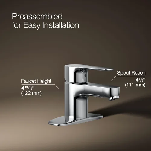 Miniatura 4 de KOHLER 16027-4-CP - Grifo para lavabo de baño con una sola manija, cromo pulido, tamaño único