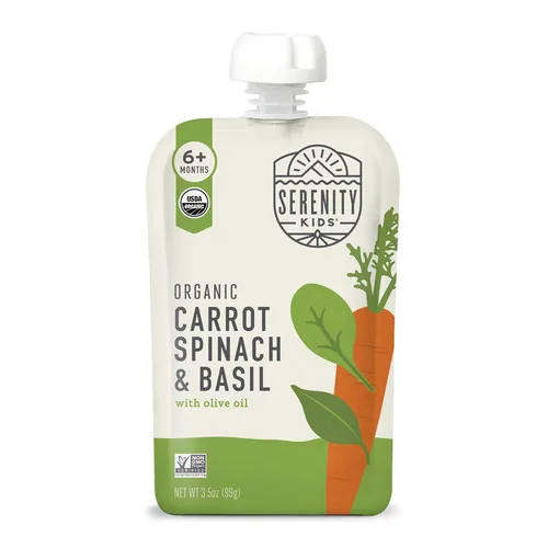 Miniatura 10 de Serenity Kids Bolsas de alimentos para bebés con puré vegetariano orgánico USDA de más de 6 meses, sin frutas azucaradas ni azúcar añadido, sin
