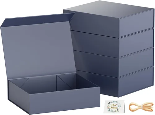 Miniatura 24 de PSHVYM Cajas de regalo con tapas, 11.5 x 7.8 x 3 pulgadas, caja de regalo negra para regalos, cierre magnético para camisetas, guantes, bufandas
