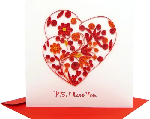 Miniatura 7 de GREENHANDSHAKE Art 4 corazones, tarjeta de felicitación de arte quilling para cumpleaños, día de San Valentín, día de la madre, aniversario