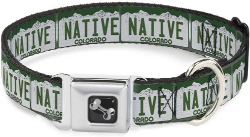 Buckle-Down Collar de perro con hebilla para cinturón de seguridad, placa de matrícula de Colorado, 1 pulgada de ancho, se adapta a cuello de 15 a