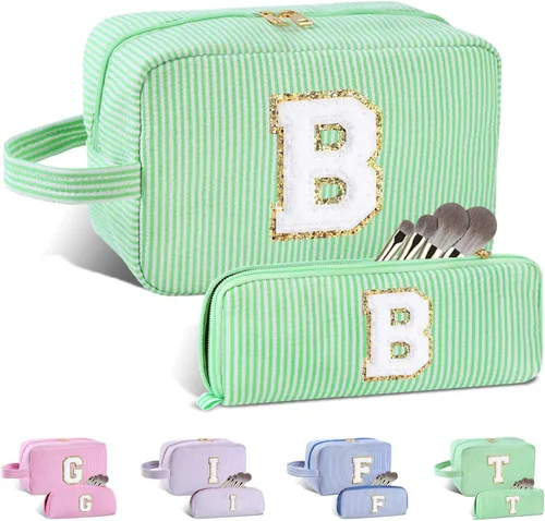 Miniatura 106 de Regalos personalizados para mujeres, bolsa de maquillaje con inicial, bolsa de maquillaje de viaje, bolsa de cosméticos, bolsa de artículos