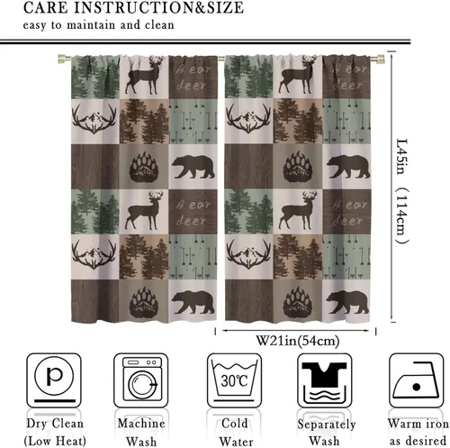Miniatura 2 de Cortinas rústicas de oso y alce, tratamientos retro para ventana de cabaña de oso salvaje para dormitorio y cocina, cortinas estilo campestre Retro