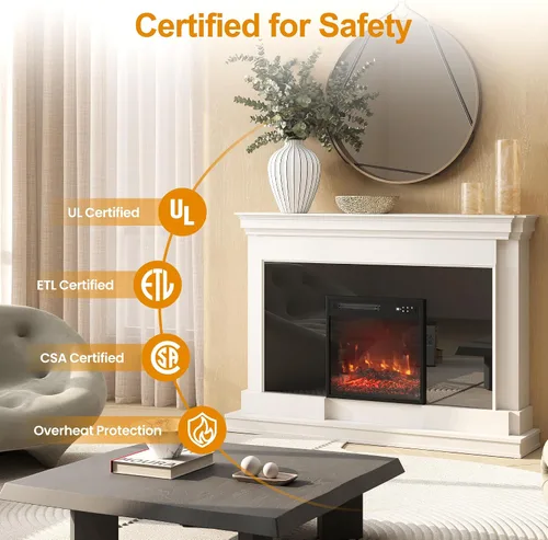 Miniatura 7 de Royalcraft Inserto de chimenea eléctrica de 18 pulgadas, calentador de chimenea empotrado con control remoto, calentador pequeño con bajo ruido