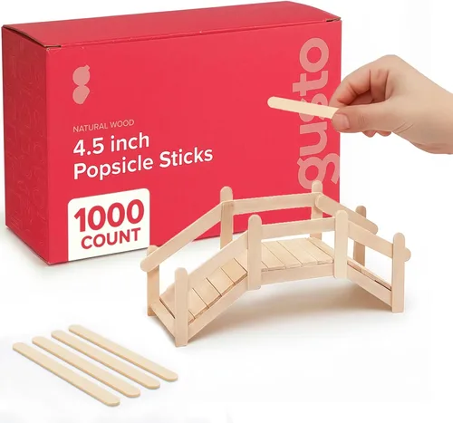 GUSTO [1000 unidades] Palitos de madera multiusos de 4.5 pulgadas para manualidades, hielo, helado, depilación y depresor de lengua (paquete