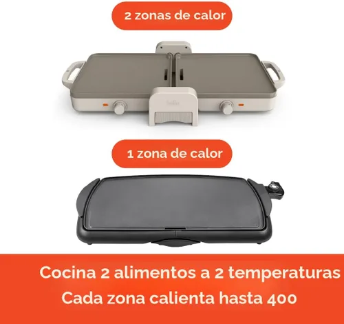 Miniatura 4 de Bella Plancha de cerámica plegable de doble temperatura de 10 x 20 pulgadas, se adapta a cualquier lugar, revestimiento antiadherente de cerámica