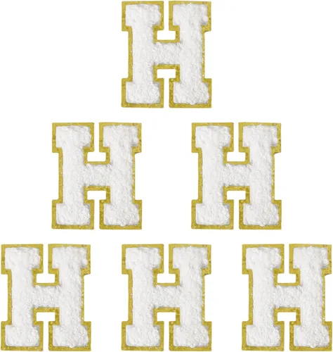 Miniatura 143 de 6 piezas de parches de letras de chenilla autoadhesivas, parches de letras preppy de 2 pulgadas para bolsos, ropa y sombreros, grandes pegatinas