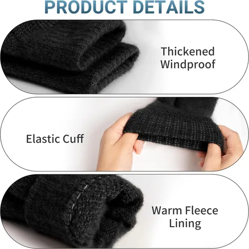 Miniatura 5 de TOBEHIGHER Guantes de invierno Guantes para mujer para clima frío, guantes de invierno para pantalla táctil, guantes de punto de lana de alpaca