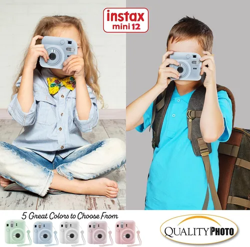 Miniatura 7 de Fujifilm Cámara instantánea Instax Mini 12 + 20 impresiones fotográficas + paquete de calidad fotográfica, funda, calcomanías decorativas, marcos