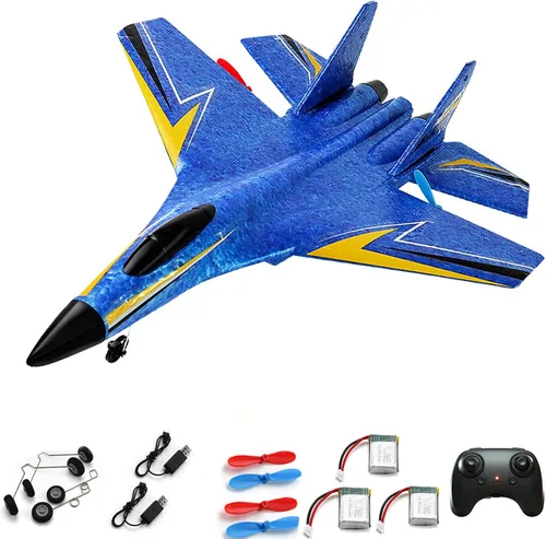 Miniatura 10 de Avión de Control Remoto para Niños, Aviones de Poliestireno RC de 2 Canales Jet Juguete Inalámbrico, Avión de Ala Delta RC para Principiantes, Azul