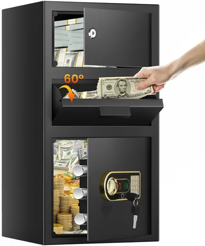 Miniatura 10 de Caja fuerte de depósito de 2.8 pies cúbicos para negocios, cajas fuertes antirrobo con ranura de depósito para dinero con cerradura de combinación