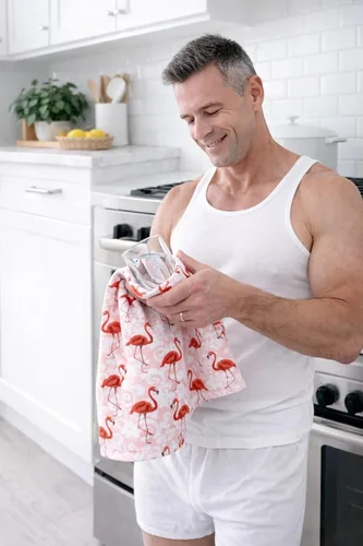 Miniatura 3 de Paquete de 1, 2 o 4 toallas de cocina vibrantes y coloridas/paños de cocina de flamenco para uso diario y decoración del hogar, diseño rojo