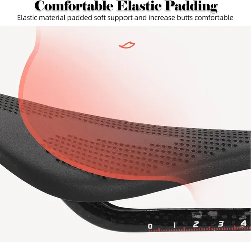 Miniatura 6 de ROCKBROS Asiento de bicicleta ligero de fibra de carbono, cómodo asiento de bicicleta de carretera, accesorios de bicicleta para hombres y mujeres