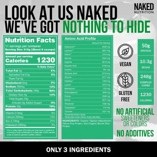 Miniatura 3 de NAKED Paquete de proteínas sin soja: masa vegana de 8 libras y 2 libras de PB