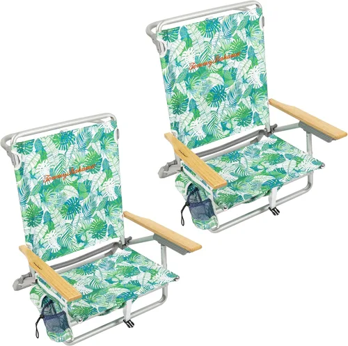 Miniatura 8 de Tommy Bahama - Silla de playa plegable con 5 posiciones, diseño clásico y plano con mochila, enfriador y portavasos, silla de playa portátil