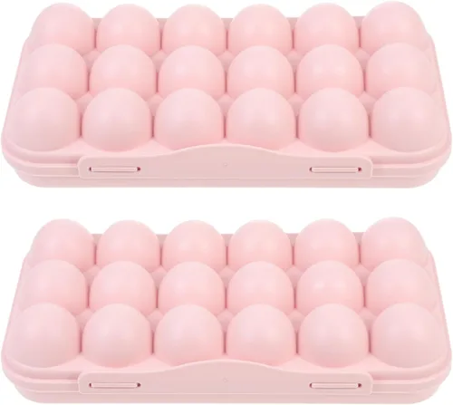 Hemoton 2 soportes para huevos para refrigerador, caja de almacenamiento de huevos para refrigerador, dispensador de huevos, bandeja de