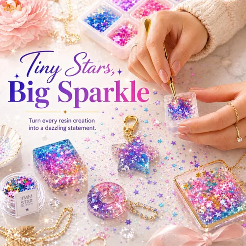 Miniatura 7 de Sourcingbay Brillantina de estrella que brilla en la oscuridad, lentejuelas luminosas de 0.118 pulgadas para arte de uñas, slime, manualidades