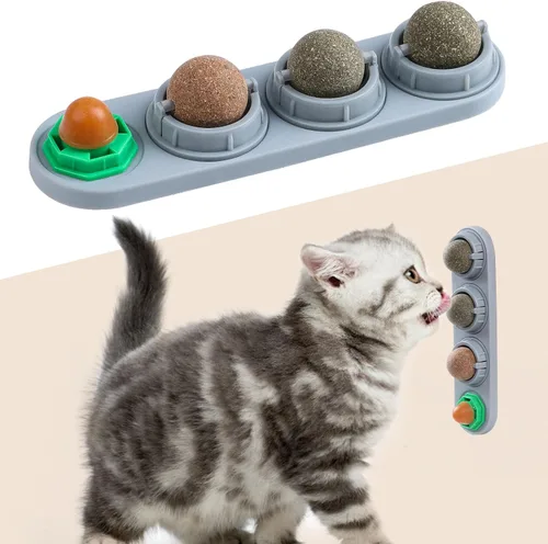 CCINEE Pelotas de hierba gatera para gatos, juguetes comestibles para gatos para lamer gatos, seguros y saludables, juguetes para masticar, limpieza