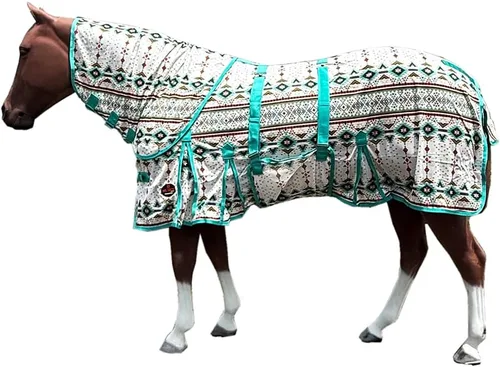 Miniatura 54 de HILASON Hoja de mosca de caballo con protección UV, malla transpirable, mosquito, primavera, alfombra de caballo de verano, alfombra de mosca