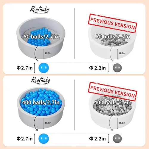 Miniatura 8 de Realhaha Large Plastic Balls for Ball Pit Kid Playball 50/100count 2.76inch Large Ball Pit Balls for Baby Kids Non Toxic Crushproof Bpa-free