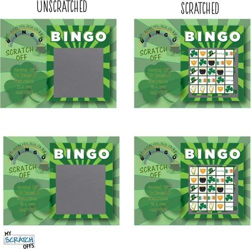 Miniatura 4 de My Scratch Offs Paquete de 26 tarjetas para raspar del día de San Patricio, trébol de los días de San Patricio, para tarjetas de bingo, recuerdos