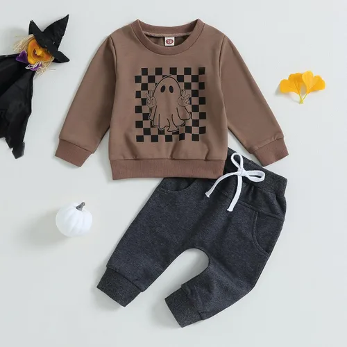 Miniatura 2 de Conjunto de sudadera de calabaza para bebé y niño pequeño, sudadera con pantalones y pantalones para recién nacidos, ropa de otoño