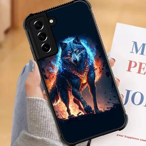 Miniatura 6 de ZHEGAILIAN Funda compatible con Samsung Galaxy S22, diseño gráfico de lobo en el cielo, acrílico, a prueba de golpes, antiarañazos, funda rígida