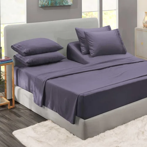 Miniatura 87 de Clara Clark - Juego de sábanas King con Flex Top, 6 piezas - Sábanas de lujo para cama King con cabeza dividida, juego de cama súper suave, King