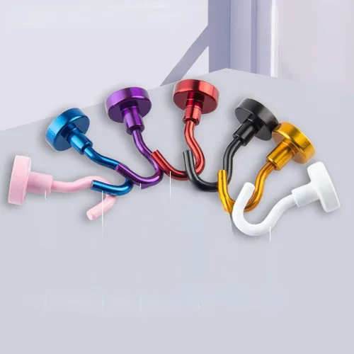Miniatura 6 de Paquete de 9 ganchos magnéticos para cabinas de crucero, ganchos magnéticos para colgar en el refrigerador, imanes coloridos resistentes