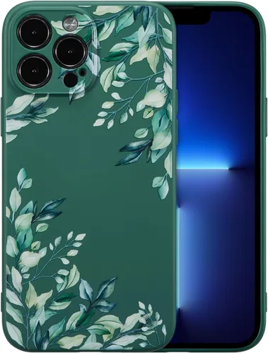 Miniatura 46 de RALEAVO Funda Floral para iPhone 12, Cubierta de Silicona Líquida con Bonito Patrón de Rama de Flores para Niñas y Mujeres, Funda Protectora de Goma