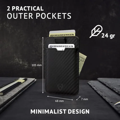 Miniatura 47 de Vaultskin CHELSEA - Cartera de piel delgada con bloqueo RFID para hombre, tarjetero minimalista con bolsillo frontal
