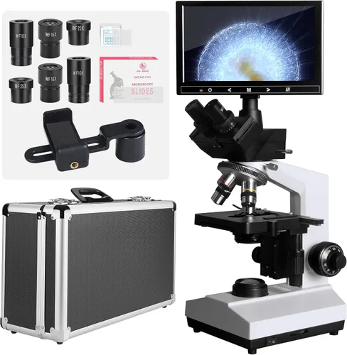 Miniatura 7 de Infinity-Corrected Polarizing Metallurgical EPI Reflected Illumination Vabiooth Trinocular Microscope 50X-500X Mag, cámara 4K con software