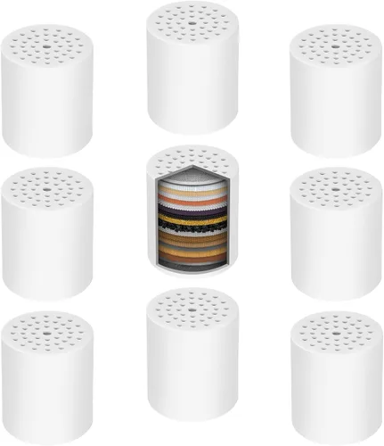 Paquete de 9 cartuchos de repuesto para filtro de ducha, cabezal de filtro de ducha de 20 etapas para agua dura, universalmente compatible con