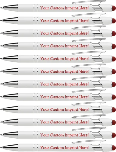 Miniatura 9 de ExpressDesigns™ - Bolígrafos personalizados de alta calidad con lápiz óptico Blanco hermoso Bolígrafos personalizados con nombre impreso