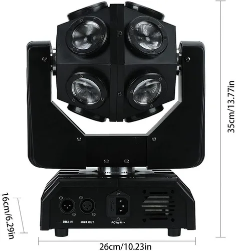 Miniatura 6 de Luz LED de cabeza móvil de 150 W, 4 en 1, RGBW, 12 luces LED de escenario giratorias, DMX512, activadas por sonido, luces de haz de DJ, luz