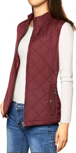 Miniatura 3 de Allegra K - Chaleco acolchado y ligero, de cuello alto, con cremallera, para mujer