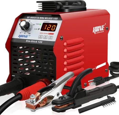 HONE Soldador de Palo 110V, Soldador de Arco de 120Amp de Arranque en Caliente Inteligente Antiadherente Mini Portátil, Soldador ARC de Inversor