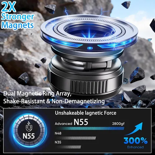 Miniatura 7 de Soporte de teléfono para automóvil Magsafe, soporte plegable ajustable de 360° para automóvil [108 libras de succión más fuerte y 2800gf magnético]