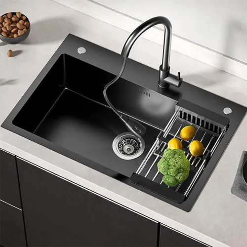 Miniatura 2 de Estación de Trabajo de Fregadero de Cocina Empotrable, Fregadero de Barra de Montaje Superior de Acero Inoxidable Nano de Un Solo Tazón - Combo