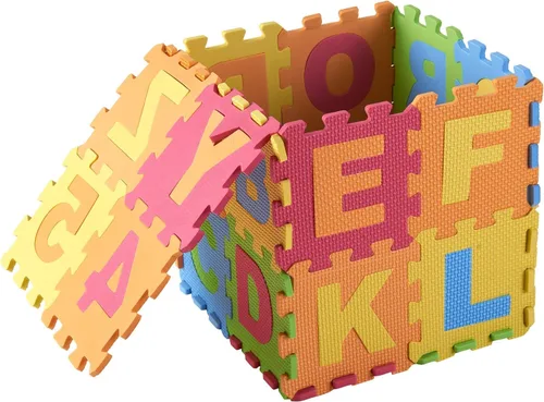 Miniatura 8 de DIMPLE Tapete de juego de espuma para niños (72 piezas en total) 6.25 x 6.25 pulgadas entrelazados del alfabeto y los números, rompecabezas de suelo