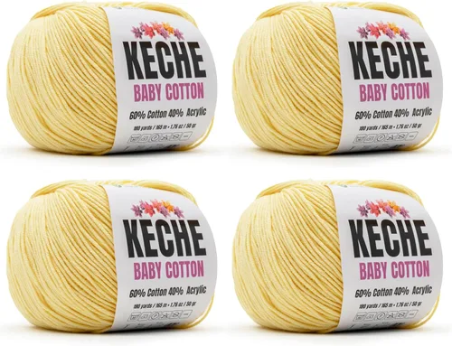 Miniatura 69 de Keche Hilo de algodón, 60% algodón, 40% hilo acrílico, hilo de algodón suave para crochet y tejer, hilo amigurumi, 1 madeja/bola, 1.76 onzas (50g)