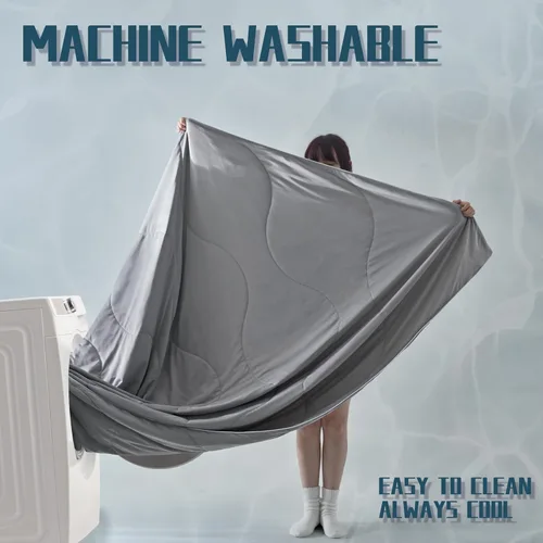 Miniatura 4 de DOWNCOOL Edredón Refrescante, Manta de Enfriamiento Gris Tamaño Queen, Edredón Refrescante para Personas que Duermen con Calor, Edredón de Verano