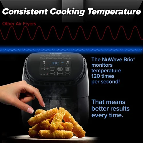 Miniatura 3 de Nuwave Brio Freidora de aire de 3 cuartos de galón, controles digitales de pantalla táctil y pantalla fácil de leer, controles de temperatura de 100
