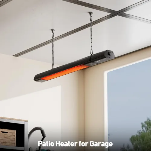 Miniatura 7 de Calentador eléctrico de techo para exteriores, control Wifi, para colgar en la pared, patio colgante de 1500 W, infrarrojo, 9 niveles de calor