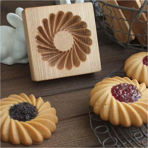 Miniatura 10 de Molde de madera tallada para galletas, cortador de galletas de jengibre, moldes para sellos de galletas para Springerle, tragacanto, mazapán